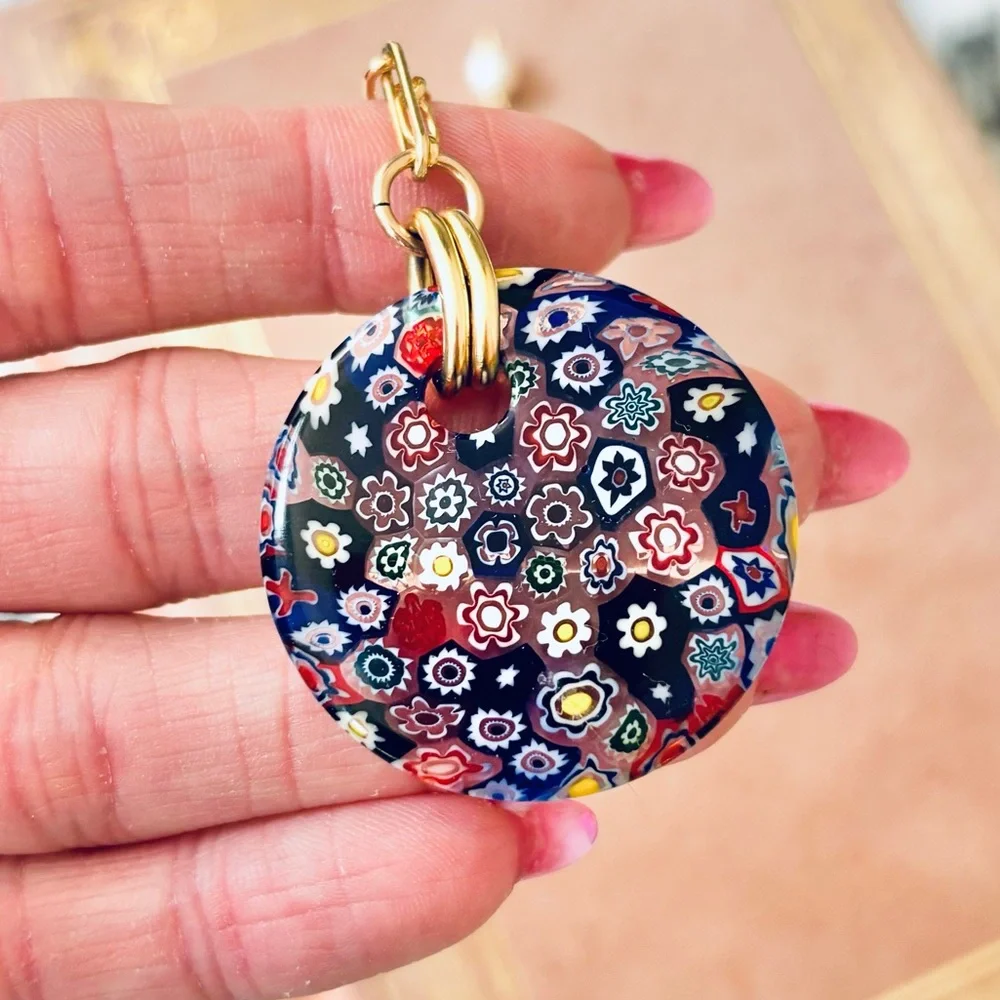 New Brinker + Eliza Blue Millefiori Necklace - Picture 2 of 4